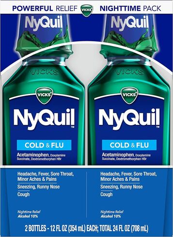 فيك nyquil السعال البارد والانفلونزا الإغاثة الليلية، السائل الأصلي، 2x12 أوقية سائلة in Saudi Arabia