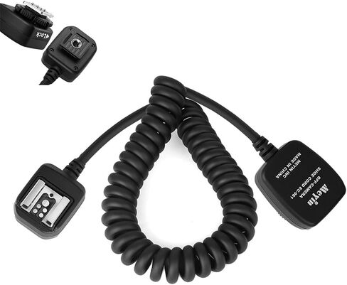 Meyin 4.9' / 1.5m E-TTL Off Camera Flash Speedlite Sync Cord Hot Shoe Cord Compatible with Canon T8i, T7i, T6, T6i, T5, T5i, SL3, 90D, 80D, 77D, 60D, 7D, 750D,6D2, 5D, M3, M5, M6 etc, Replaces OC-E3 in Kuwait