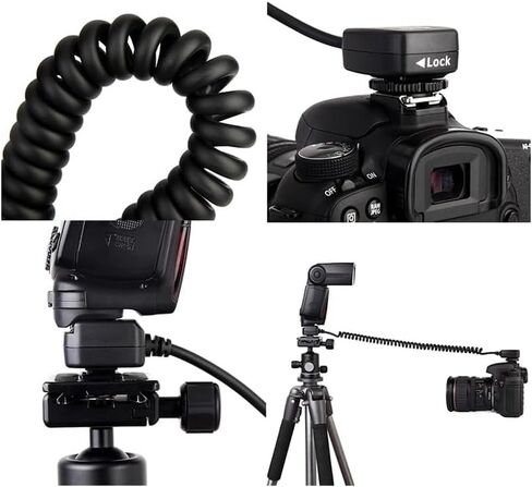 Meyin 4.9' / 1.5m E-TTL Off Camera Flash Speedlite Sync Cord Hot Shoe Cord Compatible with Canon T8i, T7i, T6, T6i, T5, T5i, SL3, 90D, 80D, 77D, 60D, 7D, 750D,6D2, 5D, M3, M5, M6 etc, Replaces OC-E3 in Kuwait