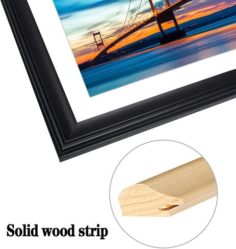 LTYHHK 12x23 Panoramic Picture Frames Solid Wood 11x22 Newspaper Frame ,Displays Picture11x22 with Mat or 12x23 Inch without Mat, Poster Frame 12x23 Photo Frames Family Wall 11x22 Picture Frame Black in Saudi Arabia