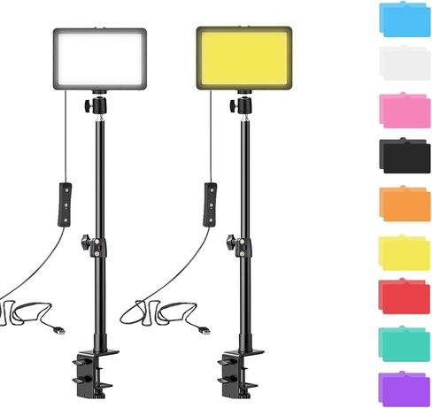 2 Pack Streaming Key Light with Desk Stand C-Clamp Stand Dimmable Video Panel Light for Video Recording Conference Webcam Laptop Zoom in Saudi Arabia