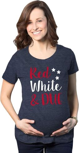 Maternity Red White and Due Pregnancy Tshirt Cute Patriotic Baby Tee for Baby Bump in Saudi Arabia