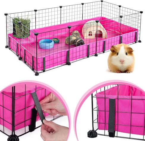 او اي اي بي او قاعدة من قماش القنب لقفص خنزير غينيا لموطن شبكات 2×4 سي اند سي، بطانة قفص سميكة مقاومة للماء وقابلة للغسل مع حواف معززة للحيوانات الصغيرة والارانب والقنفذ - روز in Kuwait