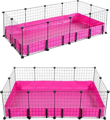 او اي اي بي او قاعدة من قماش القنب لقفص خنزير غينيا لموطن شبكات 2×4 سي اند سي، بطانة قفص سميكة مقاومة للماء وقابلة للغسل مع حواف معززة للحيوانات الصغيرة والارانب والقنفذ - روز in Kuwait