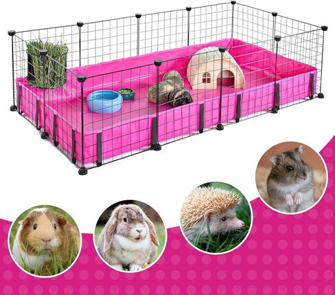 او اي اي بي او قاعدة من قماش القنب لقفص خنزير غينيا لموطن شبكات 2×4 سي اند سي، بطانة قفص سميكة مقاومة للماء وقابلة للغسل مع حواف معززة للحيوانات الصغيرة والارانب والقنفذ - روز in Kuwait