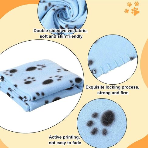 Preboun 50 Pack 24 x 28 Inch Dog Blankets with Paw Print, Soft Fleece Pets Blanket Sleep Mat Pad Bed Cover for Dogs Cats Puppy Kitten Guinea Pig and Other Small Animals, 25 Styles in Saudi Arabia