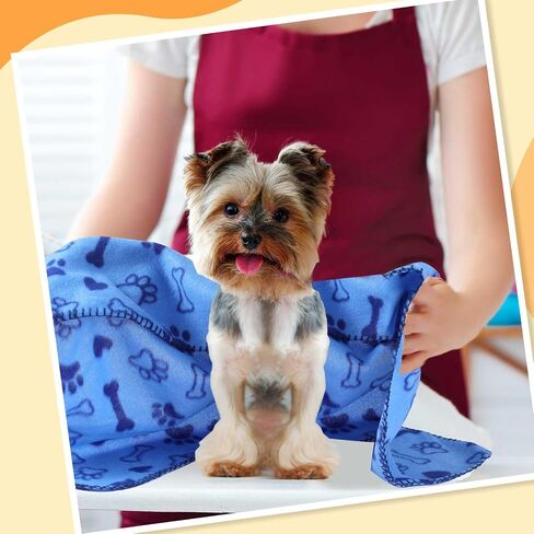 Preboun 50 Pack 24 x 28 Inch Dog Blankets with Paw Print, Soft Fleece Pets Blanket Sleep Mat Pad Bed Cover for Dogs Cats Puppy Kitten Guinea Pig and Other Small Animals, 25 Styles in Saudi Arabia