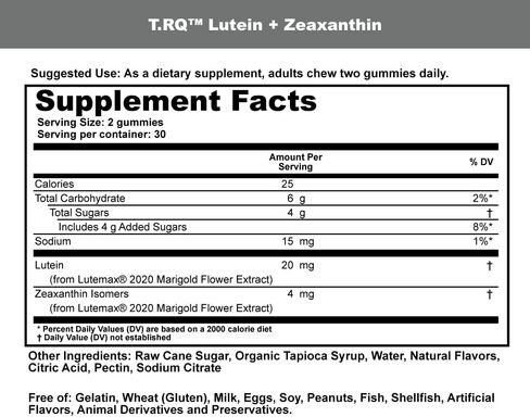 TRQ Lutein + Zeaxanthin Gummy (Dietary Supplement), Natural Mango, Redish, 60 Count in Saudi Arabia
