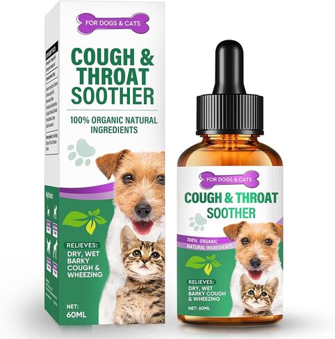 FILBA Throat Soother Drop for Dogs, Natural Throat Supplement for Dogs, Sore Throat&Allergy Relief, Improve Dry/Wet/Barky Cоugh and Whêezing, Improve Brêathing Problems for Dog&Cat in Kuwait