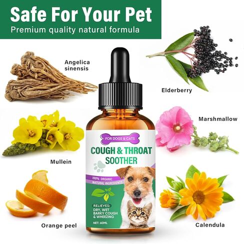 FILBA Throat Soother Drop for Dogs, Natural Throat Supplement for Dogs, Sore Throat&Allergy Relief, Improve Dry/Wet/Barky Cоugh and Whêezing, Improve Brêathing Problems for Dog&Cat in Kuwait