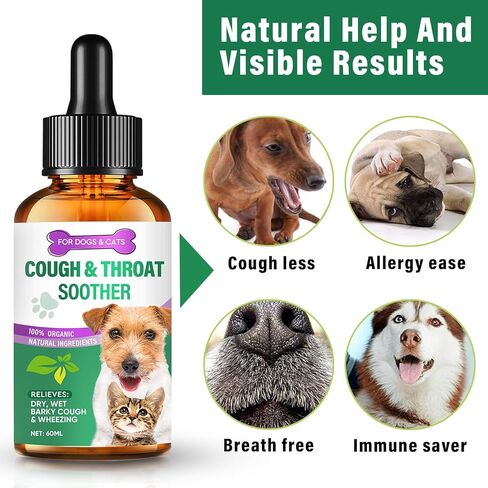 FILBA Throat Soother Drop for Dogs, Natural Throat Supplement for Dogs, Sore Throat&Allergy Relief, Improve Dry/Wet/Barky Cоugh and Whêezing, Improve Brêathing Problems for Dog&Cat in Kuwait