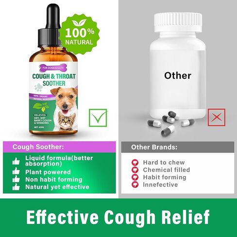 FILBA Throat Soother Drop for Dogs, Natural Throat Supplement for Dogs, Sore Throat&Allergy Relief, Improve Dry/Wet/Barky Cоugh and Whêezing, Improve Brêathing Problems for Dog&Cat in Kuwait