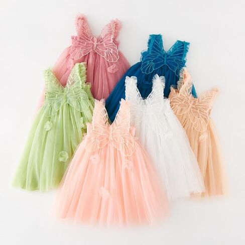Baby Girls Tulle Tutu Dress Butterfly Flower Print Back Sundress Size 6M-5T in Saudi Arabia