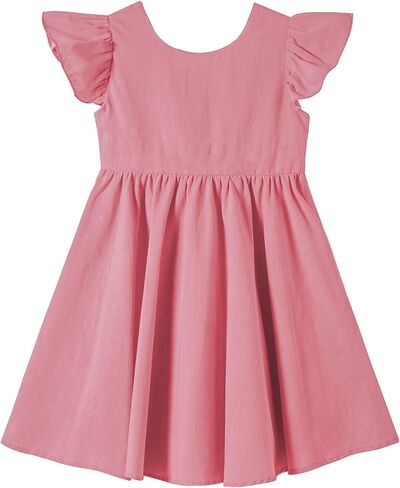 Toddler Girls Lace Dress Baby Kids Tie Back Bow Pom Pom Ruffle Sleeve Backless Party Princess Dresses in Saudi Arabia