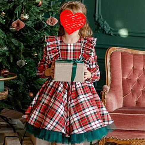 عيد الميلاد طفل فستان طفلة الملابس الزي Bowknot منقوشة فساتين الحفلات الأميرة للفتيات الصغيرات 2T 3T 4T 5T 6T 7T in Kuwait