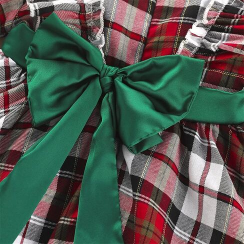 عيد الميلاد طفل فستان طفلة الملابس الزي Bowknot منقوشة فساتين الحفلات الأميرة للفتيات الصغيرات 2T 3T 4T 5T 6T 7T in Kuwait