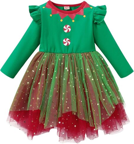 FANCYNN Toddler Girls Christmas Outfit Tulle Tutu Christmas Dress 9M-6Y in Kuwait