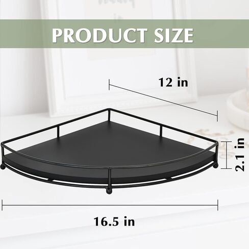 رف زاوية من الخشب Y&ME، صينية تقديم مزخرفة باللون الأسود، سطح منظم للحمام، رافعة صينية ريفية لديكور بار القهوة، رافعة عرض لقطعة مركزية للمزرعة في المطبخ/تناول الطعام in Kuwait