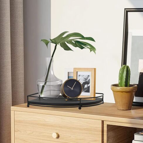 رف زاوية من الخشب Y&ME، صينية تقديم مزخرفة باللون الأسود، سطح منظم للحمام، رافعة صينية ريفية لديكور بار القهوة، رافعة عرض لقطعة مركزية للمزرعة في المطبخ/تناول الطعام in Kuwait