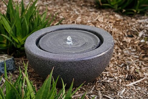 نافورة مياه مستديرة من XBrand GE2010FTBK مع إضاءة LED ديكور داخلي وخارجي، بطول 25.4 سم، رمادي in Kuwait