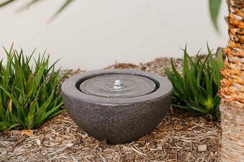 نافورة مياه مستديرة من XBrand GE2010FTBK مع إضاءة LED ديكور داخلي وخارجي، بطول 25.4 سم، رمادي in Kuwait