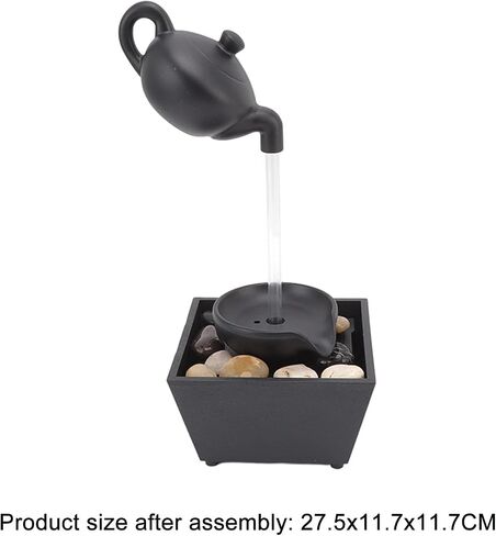 Horoper Desktop Fountain, Floating Teapot Water Tabletop Fountain Ornament USB 5V Battery Power Supply Tabletop Waterfall Decoration with LED Lights Stones in Saudi Arabia