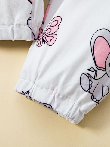 MIEKISA Baby Girls 0-18 Months Elephant Pattern Romper and Pants Outfit in Saudi Arabia
