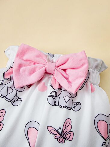 MIEKISA Baby Girls 0-18 Months Elephant Pattern Romper and Pants Outfit in Saudi Arabia