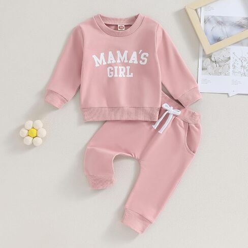 Kaipiclos Toddler Baby Girl Fall Winter Outfit Mamas Girl Long Sleeve Pullover Sweatshirts Jumper Pants Clothes Set in Saudi Arabia