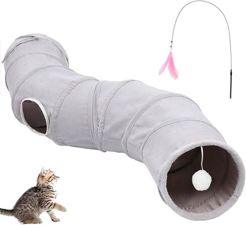 Cat Tunnel S-Shape Suede Cat Toy Tunnel 10.5 x 48.8 Inches Bunny Tunnels for Indoor, Collapsible Pets Play Tube Suitable for Cats Rabbits Pet Ferrets in Kuwait
