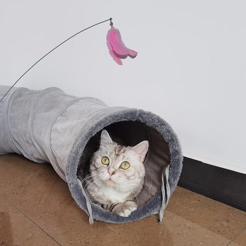 Cat Tunnel S-Shape Suede Cat Toy Tunnel 10.5 x 48.8 Inches Bunny Tunnels for Indoor, Collapsible Pets Play Tube Suitable for Cats Rabbits Pet Ferrets in Kuwait