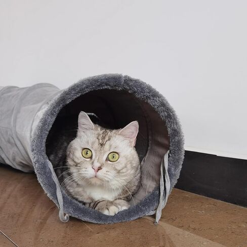 Cat Tunnel S-Shape Suede Cat Toy Tunnel 10.5 x 48.8 Inches Bunny Tunnels for Indoor, Collapsible Pets Play Tube Suitable for Cats Rabbits Pet Ferrets in Kuwait