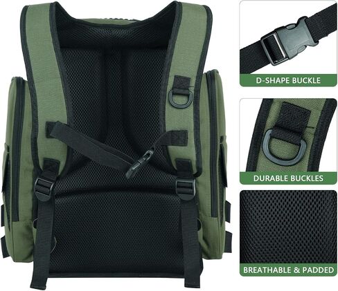 AUMTISC Fishing Tackle Backpack with 4 Tackle Boxes, Rod Holder, Protective Rain Cover, Waterproof Large Fishing Tackle Gear Bag for Fishing, Camping, Hiking (Black, Green, Camouflage) in Kuwait