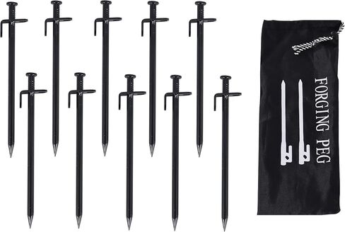 أوتاد خيمة من الفولاذ بطول 29.21 سم من بامبو، 10 قطع من أوتاد التخييم شديدة التحمل، مع حقيبة قماش أكسفورد للتعليق in Kuwait