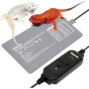 وسادة تسخين الزواحف من جيانجاردين مع التحكم في درجة الحرارة، وسادة حرارية للزواحف مقاومة للماء لخزان سعة 20 جالونًا، مجموعة كومبو لسخان الخزان للسرطان الناسك والسلاحف والسحالي والضفادع 8 وات (7.8 بوصة × 6 بوصة) in Kuwait