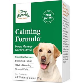 Terry Naturally Animal Health Calming Formula - 45 Tablets - Promotes Calm & Relaxation for Dogs - Non-GMO - 45 Servings in Kuwait