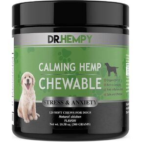 DR.HEMPY Hemp,Dog Calming Chews,Dog Anxiety Relief, Pet Hemp Soft Chews for Thunderstorms, Firework Relief,Separation, Stress, Car Rides, Dog Calming Treats and Hemp Oil, 120 Chews in Saudi Arabia