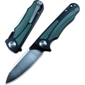 Y-START D2 Blade Hunting Pocket Knives Flipper Fast Open 2 Colors G10 Handle LK5030G (Black&green) in Saudi Arabia