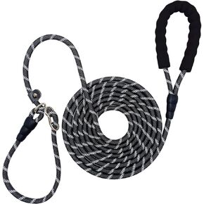 Boswany 12FT / 20FT مقود تدريب طويل مضاد للاختناق، مقود حبل سميك منزلق بسمك 3/8 بوصة مع مقبض مريح، مقود نايلون عاكس مانع للسحب للكلاب المتوسطة والكبيرة in Kuwait