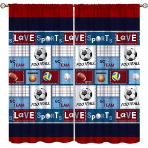 Kids Bedroom Window Curtains, Basketball Soccer Baseball Sports Theme Teenage Boys Home Living Room Blackout Curtains,Decor 42x45 Inch in Kuwait