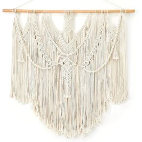 Mkono Macrame Wall Hanging Boho Home Decor Chic Woven Decoration for Bedroom Living Room Apartment Dorm Gallery Perfect Handmade Ideas, 1 Pack, Large Size, 36"x35" in Kuwait