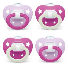 NUK Orthodontic Pacifiers, 0-6 Months, 4 Count (Pack of 1)