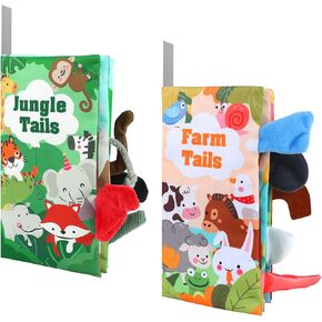 BARMACO Baby Soft Books, Touch and Feel Crinkle Cloth Books for Babies, Infants & Toddlers, Learning Toys Gifts for Boys & Girls, Early Development Interactive Sensory Toys, Ocean Animal Tails Books