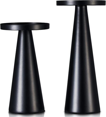 Metal Candle Holders Set of 2, Matte Black Candlestick Holders for 2-3 Inches Pillar Candles for Wedding Dining Centerpiece Supper Party Proposing Room Decoration in Kuwait