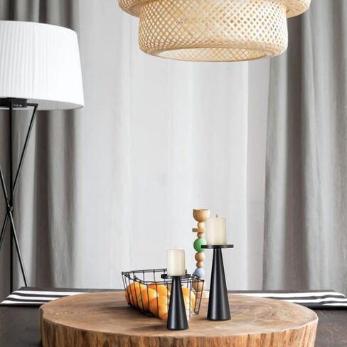 Metal Candle Holders Set of 2, Matte Black Candlestick Holders for 2-3 Inches Pillar Candles for Wedding Dining Centerpiece Supper Party Proposing Room Decoration in Kuwait