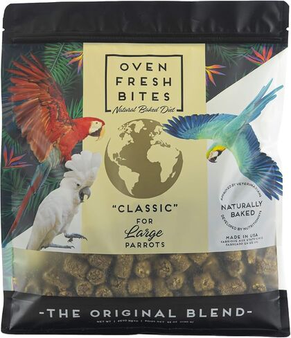 قضمات طازجة من الفرن، طعام الطيور الأليفة الطازج، للأمازون والكوكاتو والببغاوات، عبوة قابلة للإغلاق سعة 42 أونصة in Kuwait