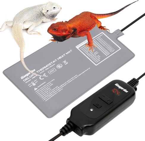 وسادة تسخين الزواحف من جيانجاردين مع التحكم في درجة الحرارة، وسادة حرارية للزواحف مقاومة للماء لخزان سعة 20 جالونًا، مجموعة كومبو لسخان الخزان للسرطان الناسك والسلاحف والسحالي والضفادع 8 وات (7.8 بوصة × 6 بوصة) in Kuwait