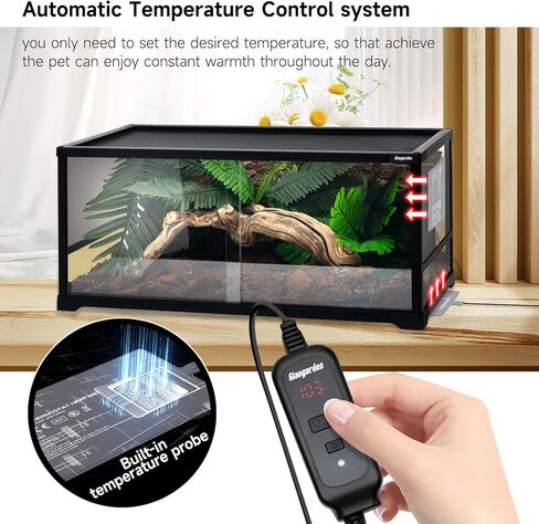 وسادة تسخين الزواحف من جيانجاردين مع التحكم في درجة الحرارة، وسادة حرارية للزواحف مقاومة للماء لخزان سعة 20 جالونًا، مجموعة كومبو لسخان الخزان للسرطان الناسك والسلاحف والسحالي والضفادع 8 وات (7.8 بوصة × 6 بوصة) in Kuwait