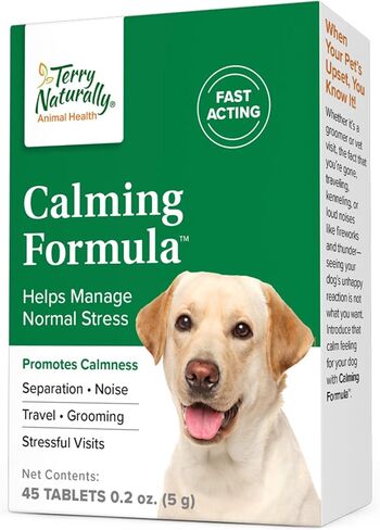 Terry Naturally Animal Health Calming Formula - 45 Tablets - Promotes Calm & Relaxation for Dogs - Non-GMO - 45 Servings in Saudi Arabia