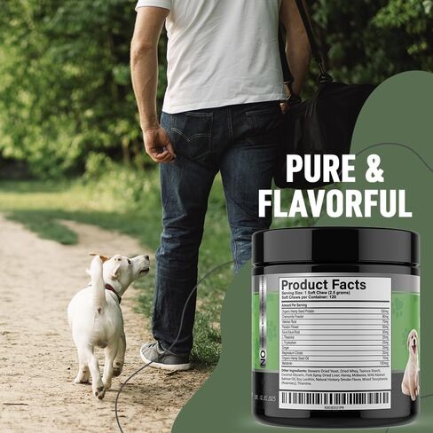 DR.HEMPY Hemp، مضغ مهدئ للكلاب، تخفيف قلق الكلاب، مضغ ناعم من قنب الحيوانات الأليفة للعواصف الرعدية، تخفيف الألعاب النارية، الانفصال، الإجهاد، ركوب السيارة، علاجات تهدئة الكلاب وزيت القنب، 120 مضغ in Saudi Arabia